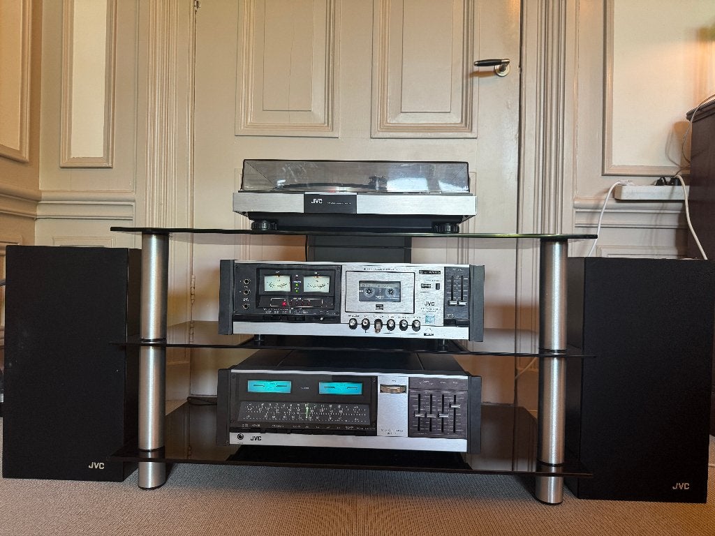 JVC 100 Vintage Stereo Set Toren Platenspeler meubel 76-78, Ophalen, Gebruikt, Tuner of Radio, JVC