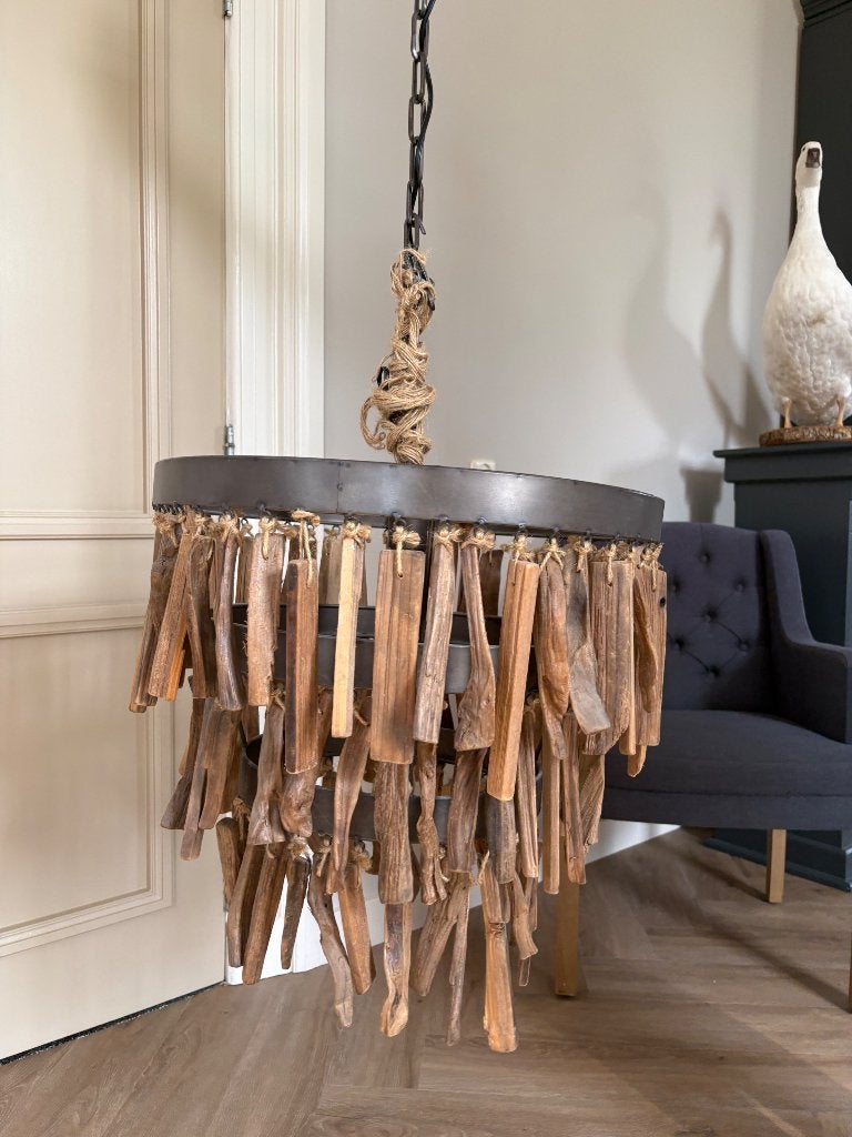 Hanglamp, Ophalen of Verzenden, Zo goed als nieuw, Hout