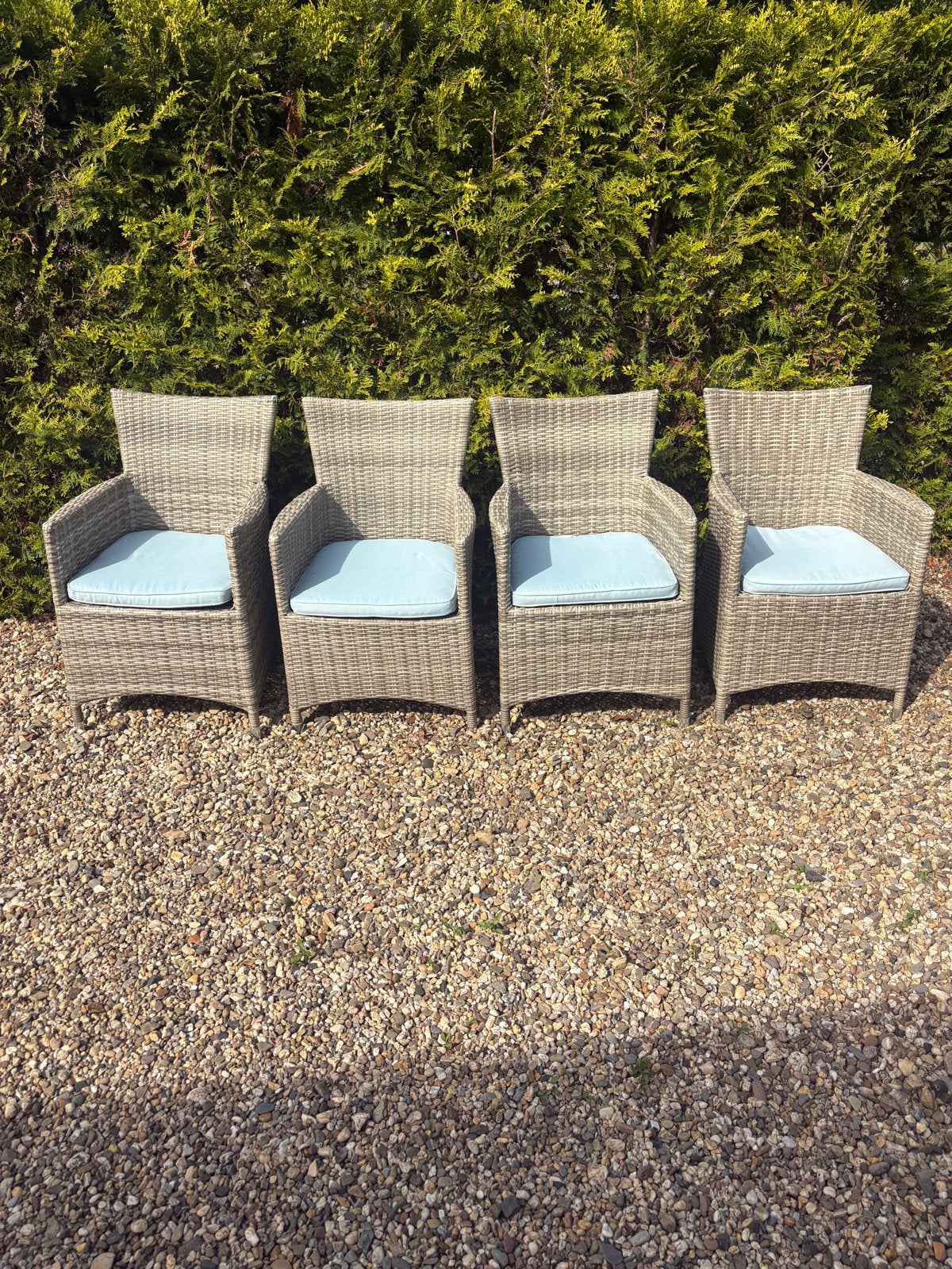 Set van 4 Pure Boke Wicker Tuinstoelen met Kussens, Tuin en Terras, Tuinstoelen, Ophalen of Verzenden, Gebruikt, Wicker