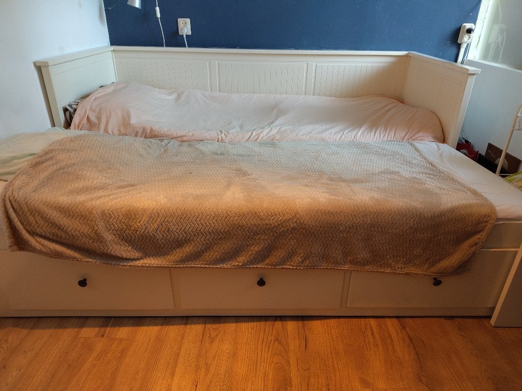 Uitschuifbed ikea met lades, Hemnes, Ophalen, Tweepersoons, 80 cm, Hout