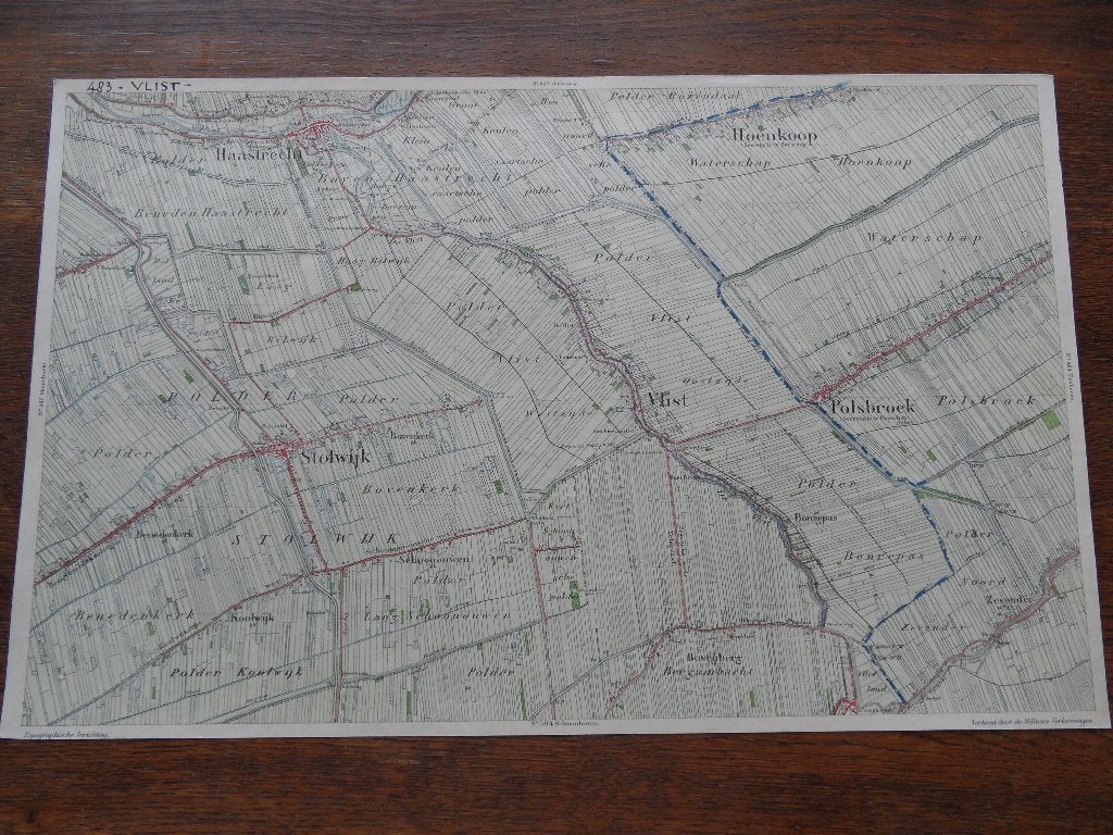 stafkaart  vlist nr 483  stolwijk polsbroek  haastrecht, Ophalen of Verzenden, Landmacht, Nederland, Overige typen