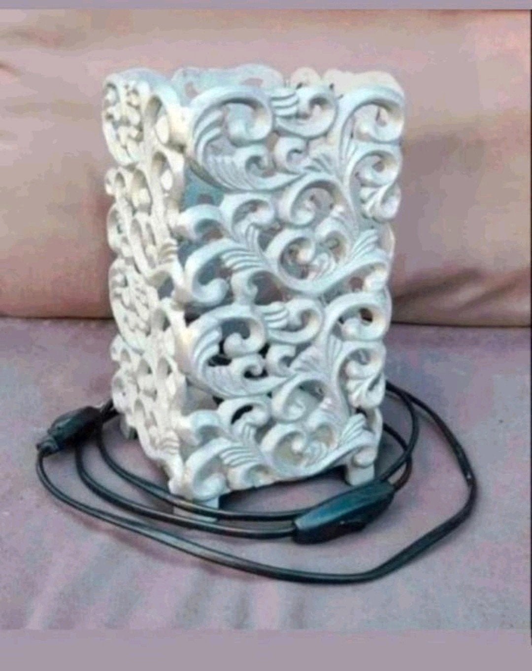 Brocant Zilveren Vierkant Lamp, Ophalen of Verzenden