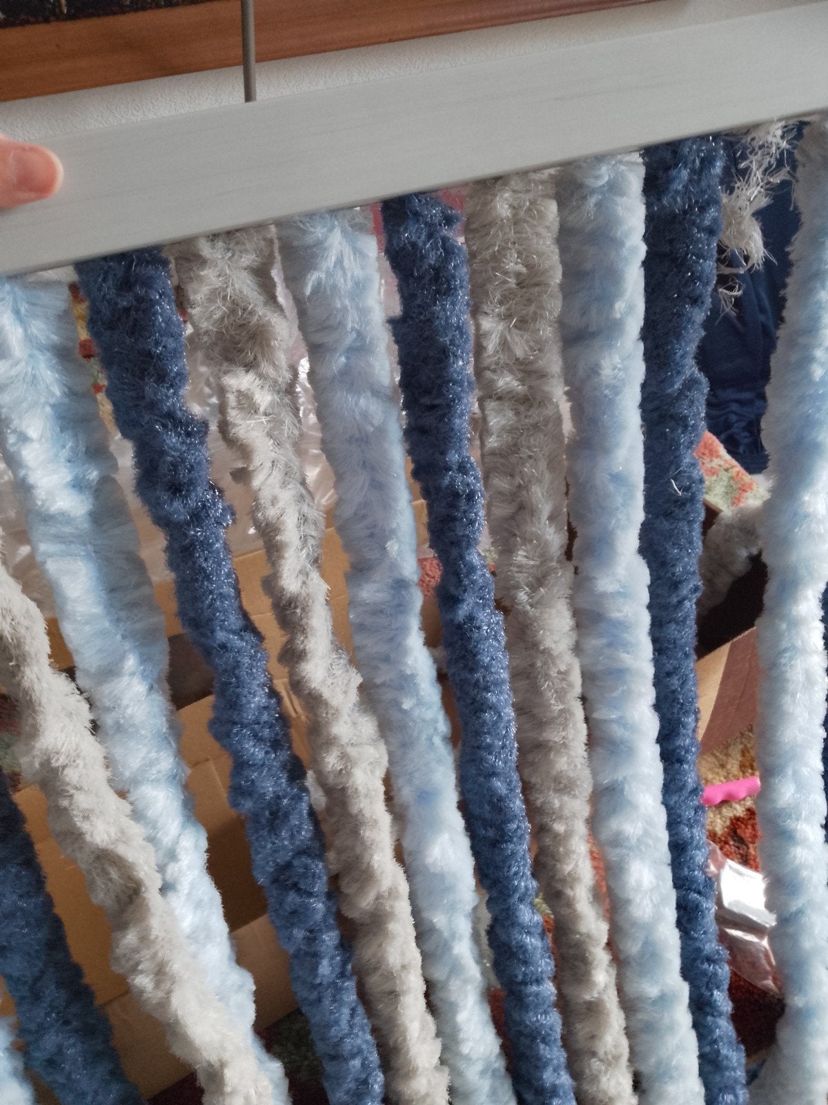 vliegengordijn vliegen gordijn chenille grijs blauw, Verzenden, Grijs