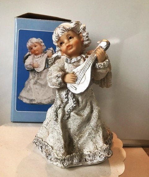 Engel beelden Amor Cupido ceramiek vintage H 16✨😍💑🎁🤗👌, Minder dan 20 cm, Handgemaakt, Ophalen of Verzenden, Steen of Keramiek