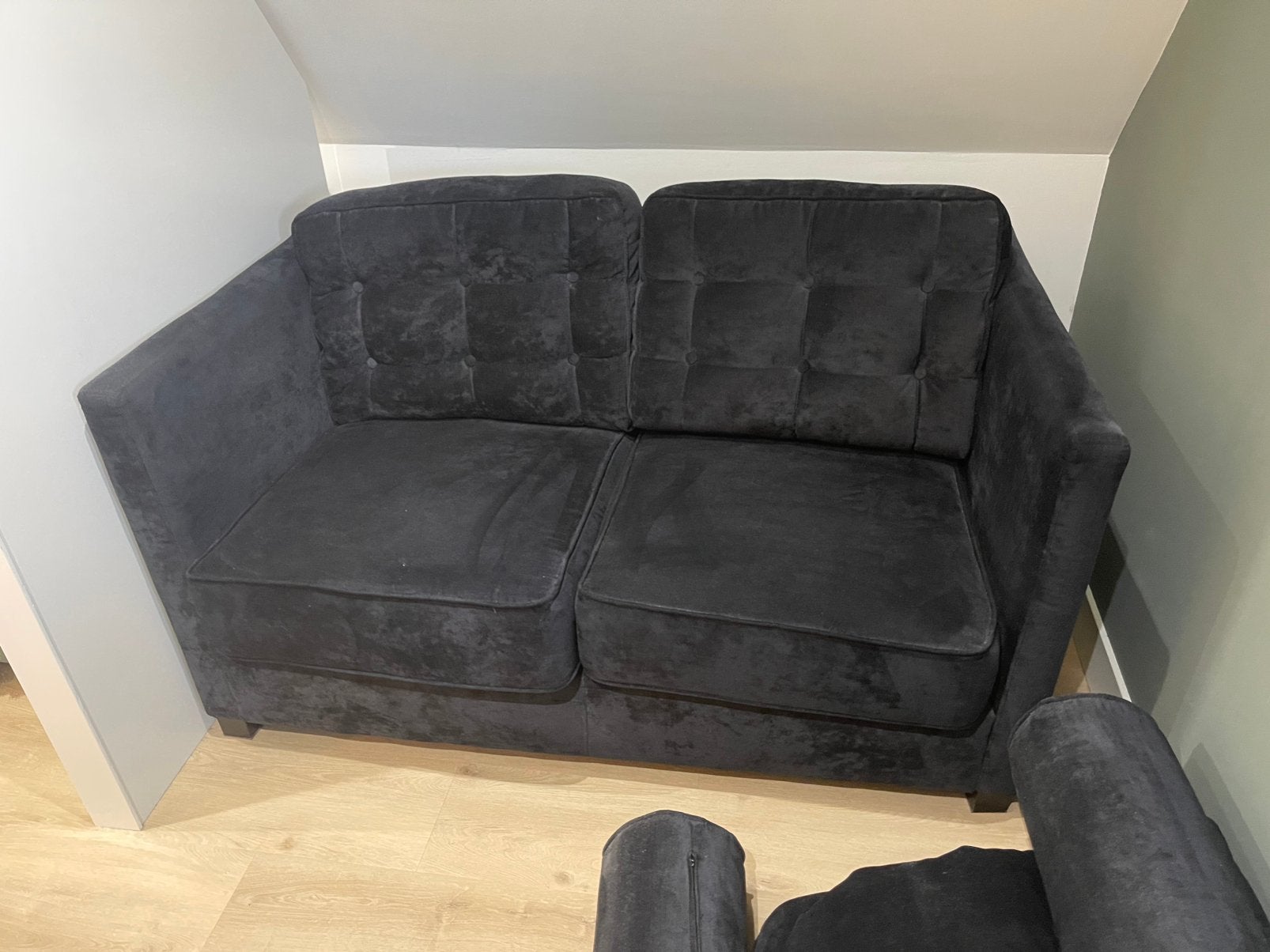 Zwart velours Bocx bankje - Ideaal voor tiener/studentenkame, 75 tot 100 cm, Ophalen of Verzenden, Zo goed als nieuw, Rechte bank