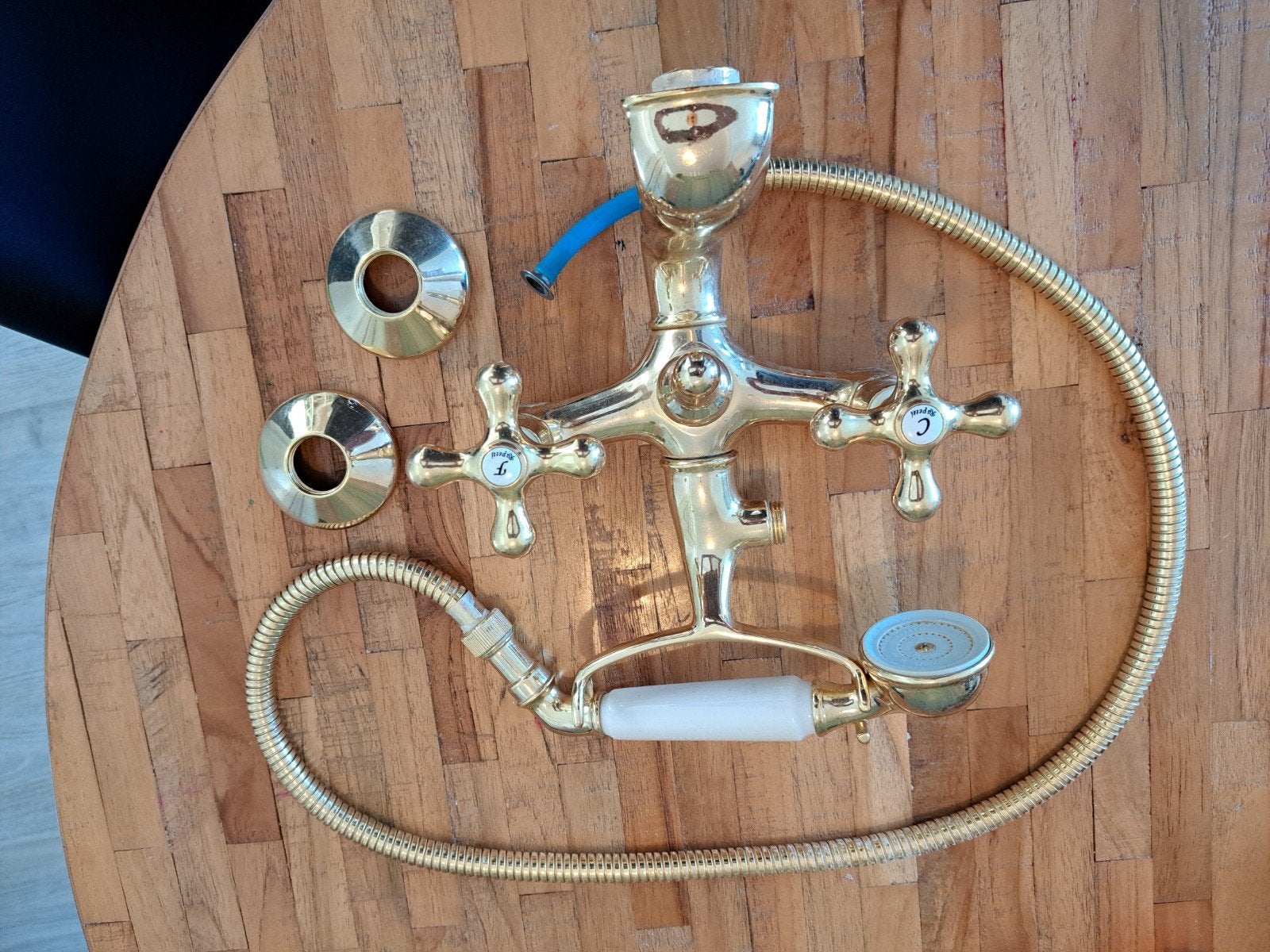 Rapetti Amarcord Klassieke Badmengkraan Handdouche Goud, Doe-het-zelf en Verbouw, Ophalen of Verzenden, Nieuw, Koper, Bad