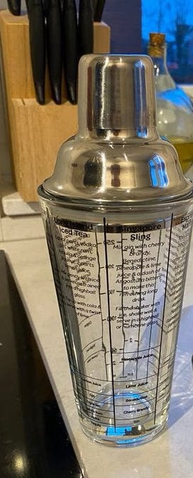 Cocktailshaker met recepten, Zilver, Ophalen of Verzenden, Glas, Overige typen