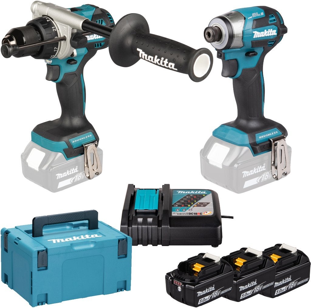 MAKITA DLX2549T3J SET (klopboor + schroefmachine) + 3 Bat, Ophalen of Verzenden, Nieuw, Boor- en Schroefmachine