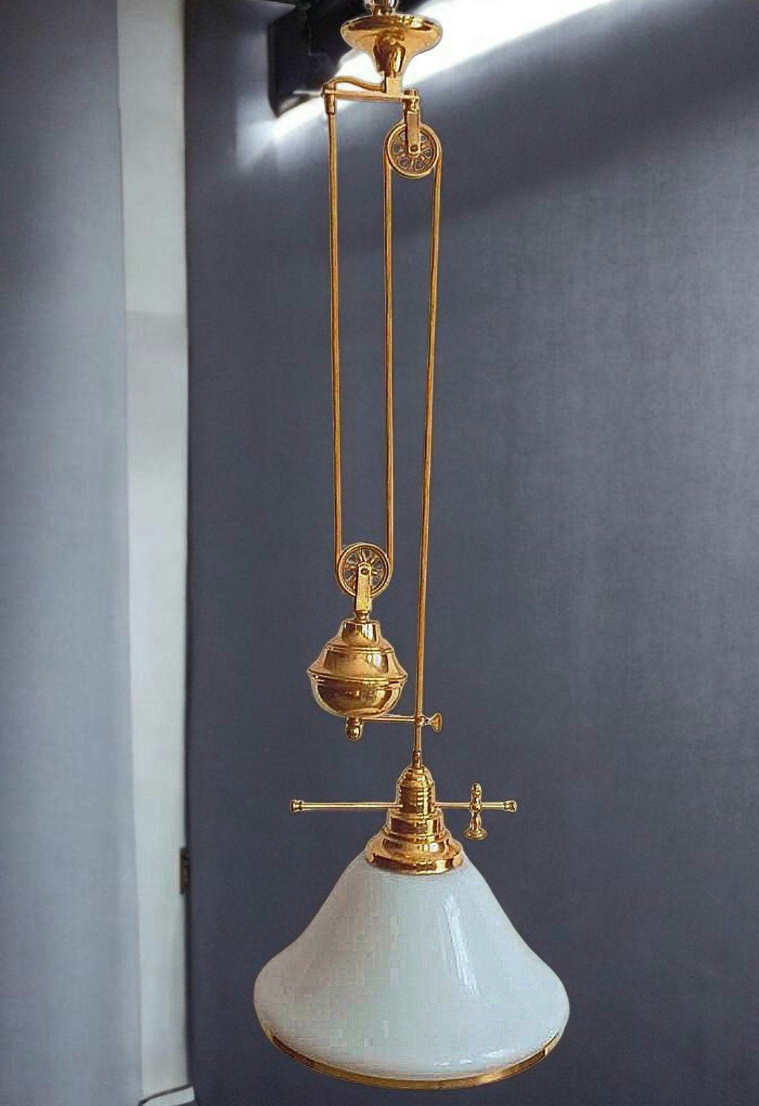 France artistiek ontwerp hanglamp, Ophalen of Verzenden, Zo goed als nieuw, Glas