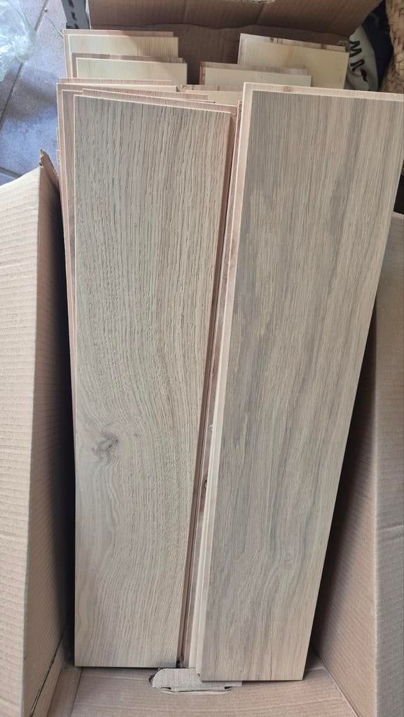 Eikenhouten visgraat vloerdelen 12x60cm 25 planken, Ophalen