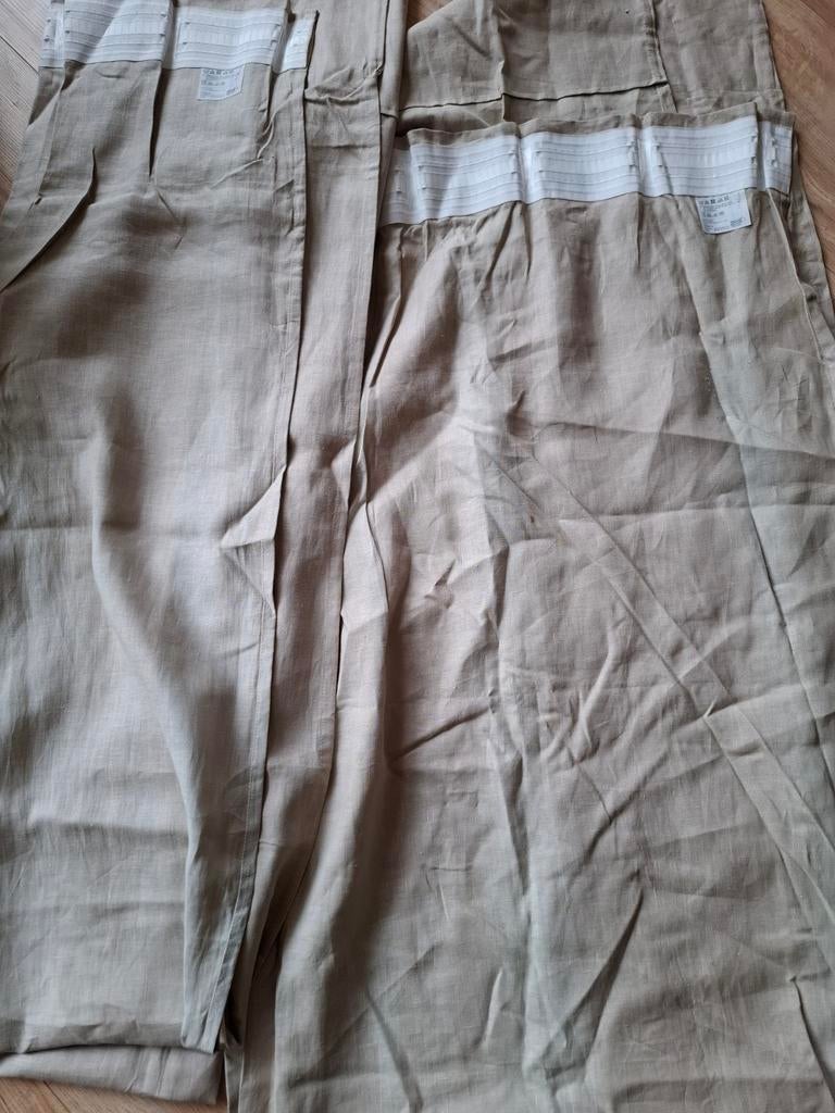 GRATIS! Linnen gordijn van Ikea. Beige. Verkleurd!, Huis en Inrichting, Ophalen, Gebruikt, 200 cm of meer, Linnen