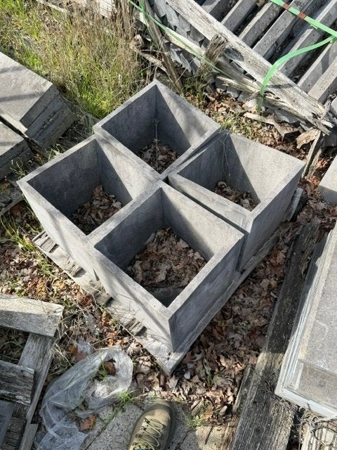 4 Blauwe Hardsteen Bloembakken 30x30x30, Ophalen, Steen, Minder dan 30 cm, Rond
