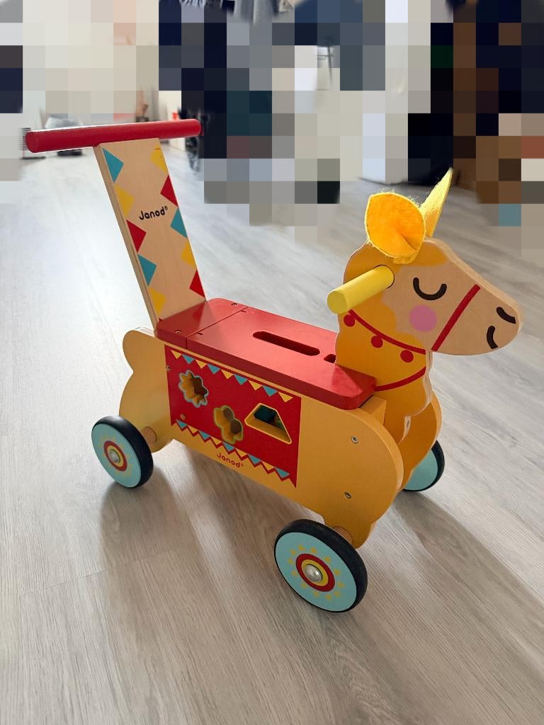 Janod - Houten Loopauto Lama, Ophalen, Zo goed als nieuw, Loopvoertuig