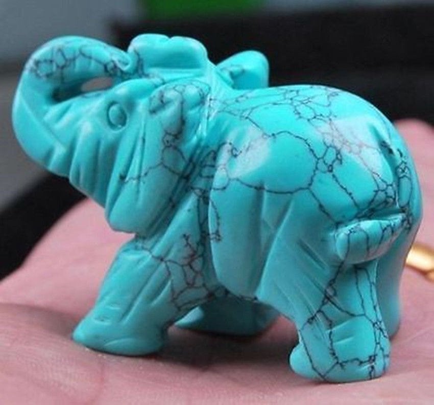 Turquoise Olifant Beeldje / Dieren Stenen Steen Kristal, Verzenden, Zo goed als nieuw, Dier