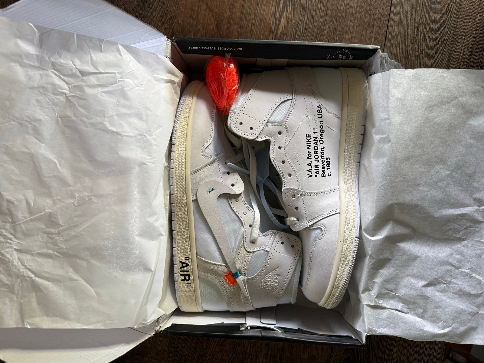 Nike Air Jordan 1 Off-White White/White - Maat 46, Kleding | Heren, Ophalen of Verzenden, Nieuw, Wit, Sneakers of Gympen