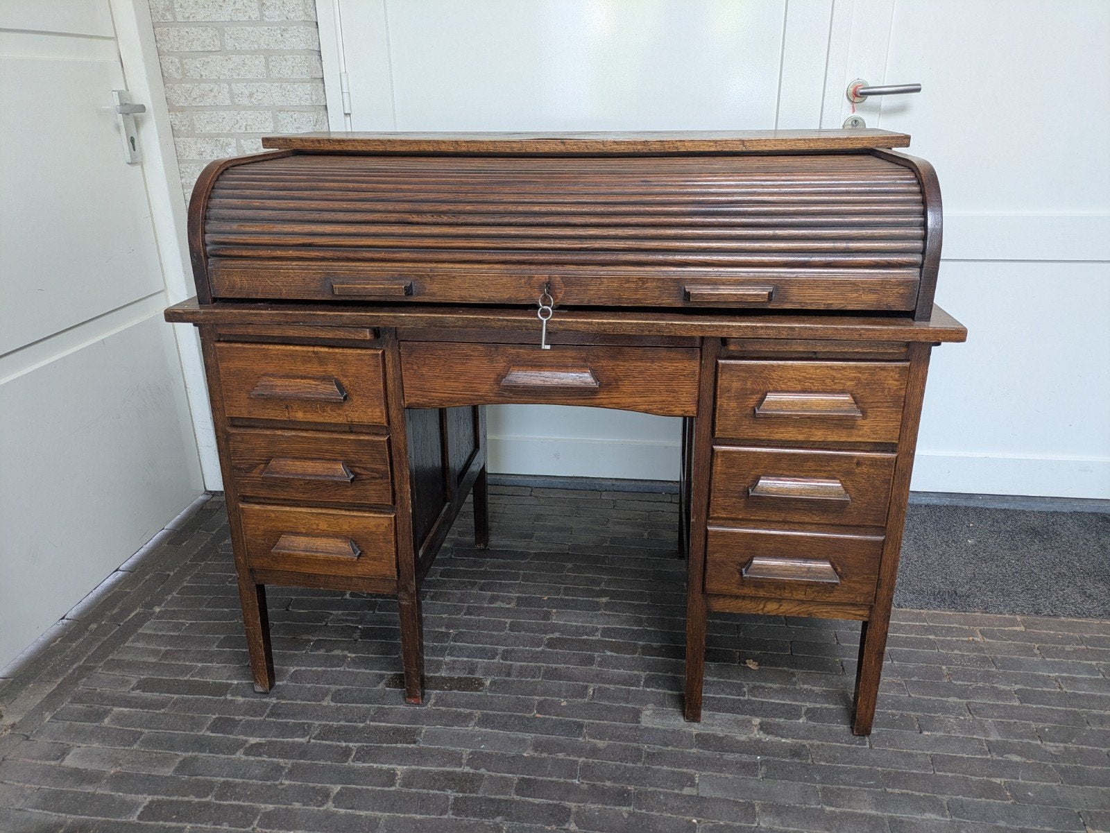 Antiek eiken rolluikbureau – ca. 1900–1930, Ophalen of Verzenden, Gebruikt