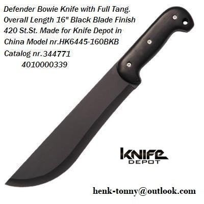 Defender Bowie Mes met Full Tang - 16 inch Zwart, Ophalen of Verzenden, Overige soorten, Azië, Mes of Dolk