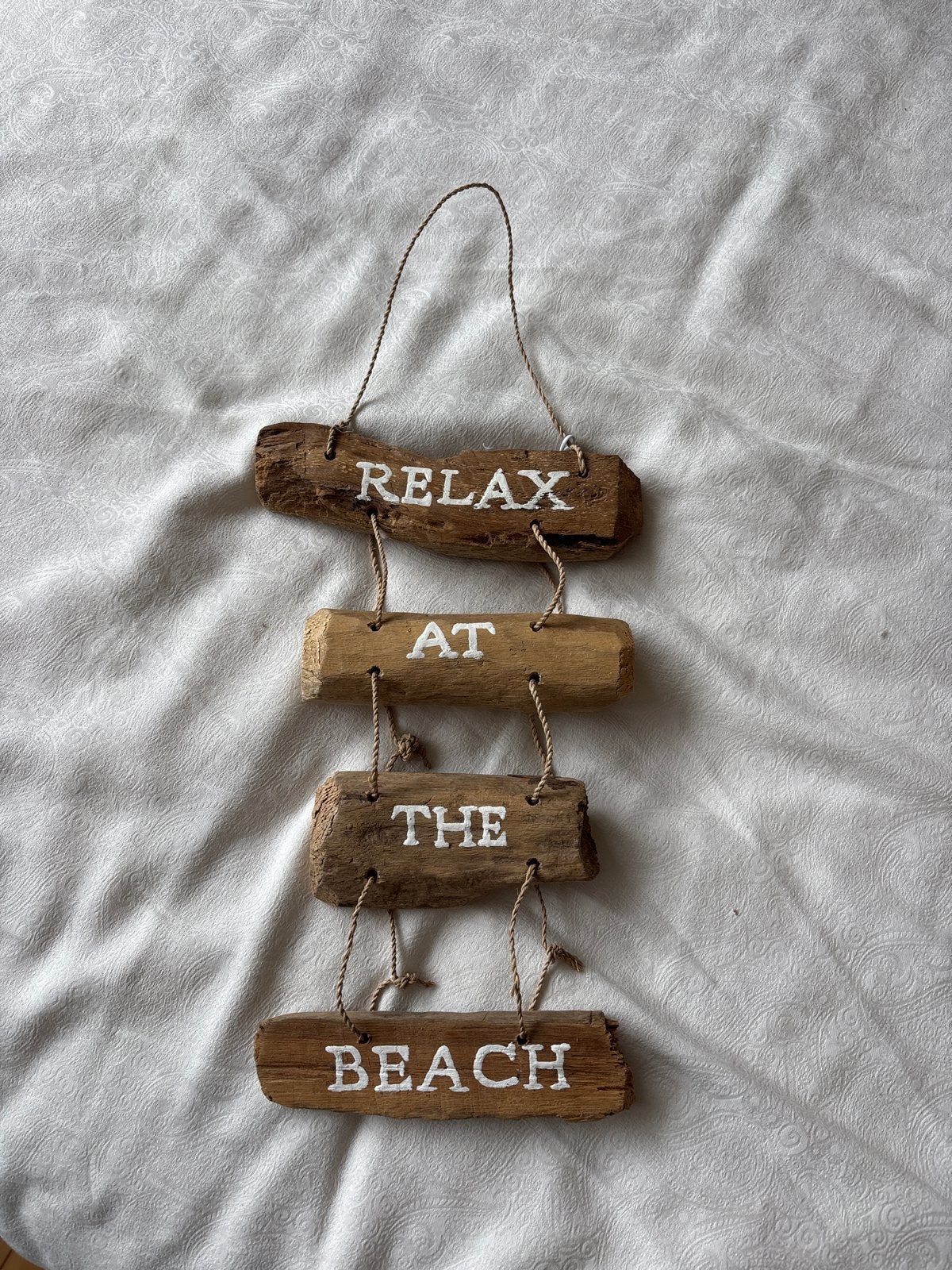 Wanddecoratie 'Relax at the Beach' van drijfhout, Wandhanger, Hout, Ophalen of Verzenden, Zo goed als nieuw