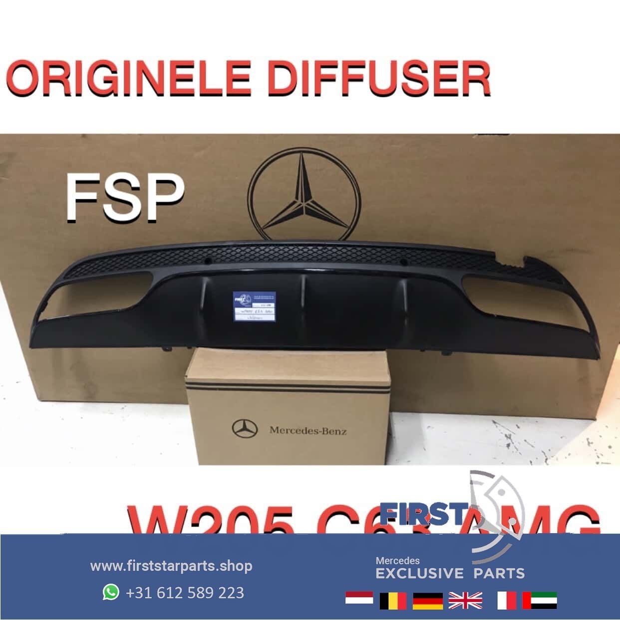 W205 S205 C63 C63S DIFFUSER SPOILER Mercedes C Klasse 2014-2, Gebruikt, -, Ophalen of Verzenden, -