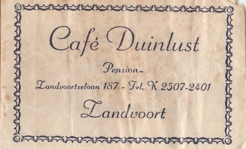 Duinlust Zandvoortselaan Zandvoort - pension, Ophalen of Verzenden