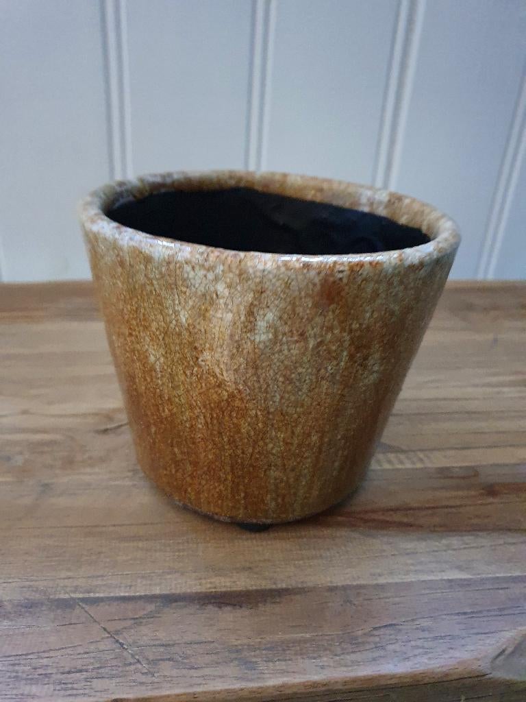 Bloempot geel / crème, *, *, Rond, Nieuw
