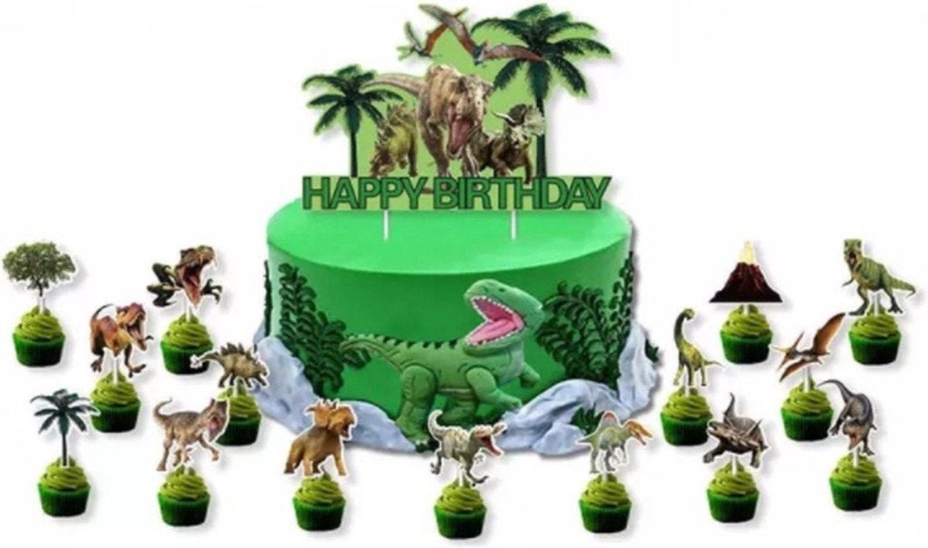 Taarttopper Dino Dinosaurus topper taart taartversiering, Ophalen of Verzenden, Nieuw, Taarten of Cupcakes, Versiering