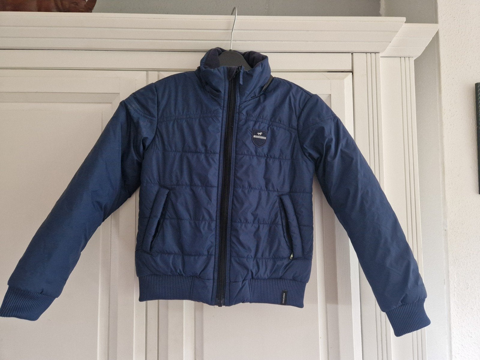 Donker blauwe jas paardrijden maat 122, Ophalen of Verzenden, Bovenkleding