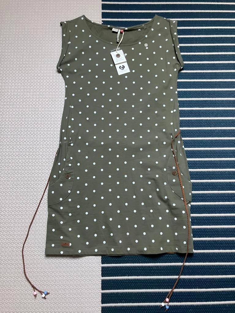 Ragwear jurk olijf met witte stippen mt. XL/ 42 NIEUW, Maat 42/44 (L), Nieuw, Ophalen of Verzenden, Boven de knie