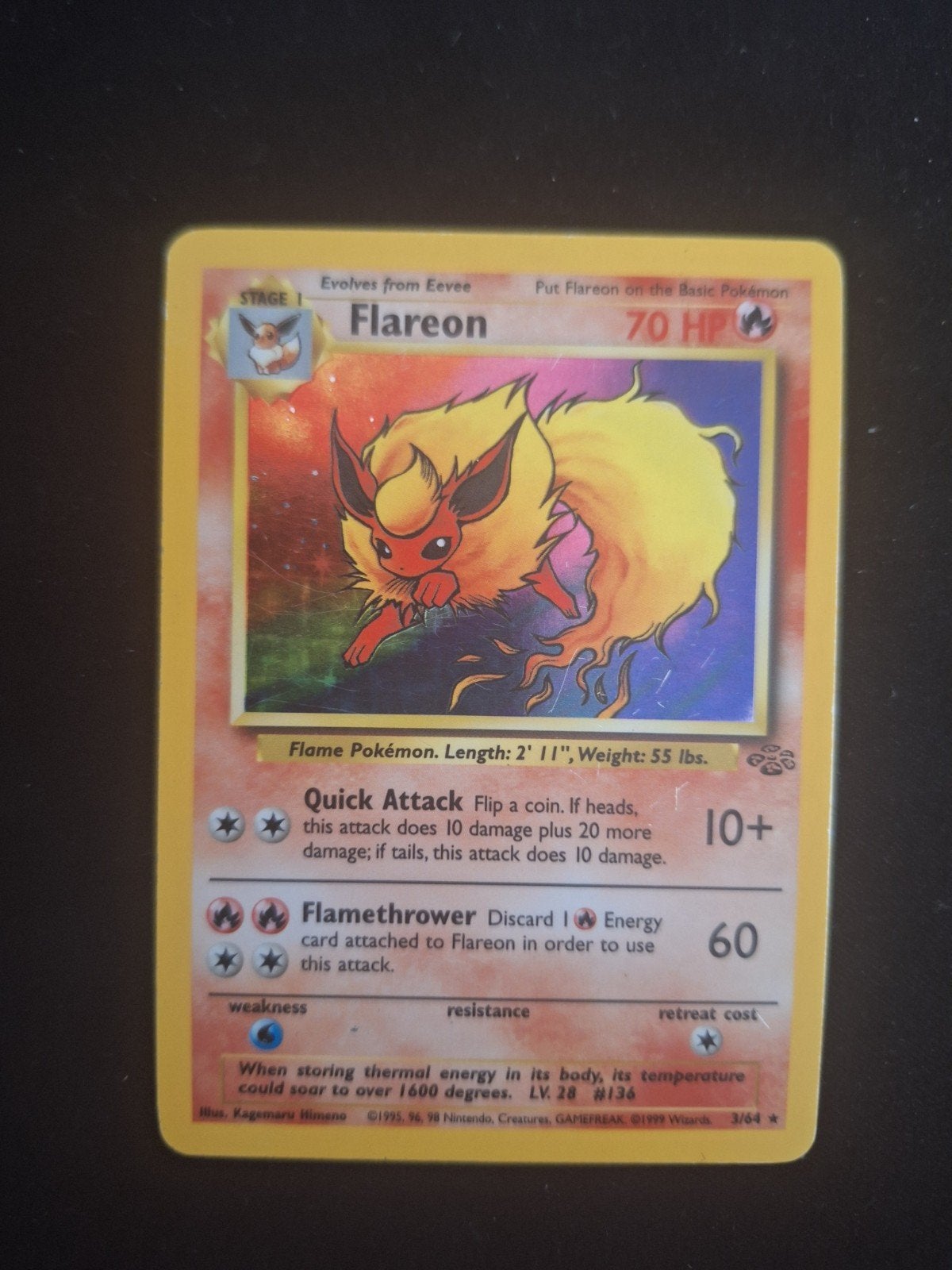 flareon jungle holo - vintage pokemon, Ophalen of Verzenden, Zo goed als nieuw