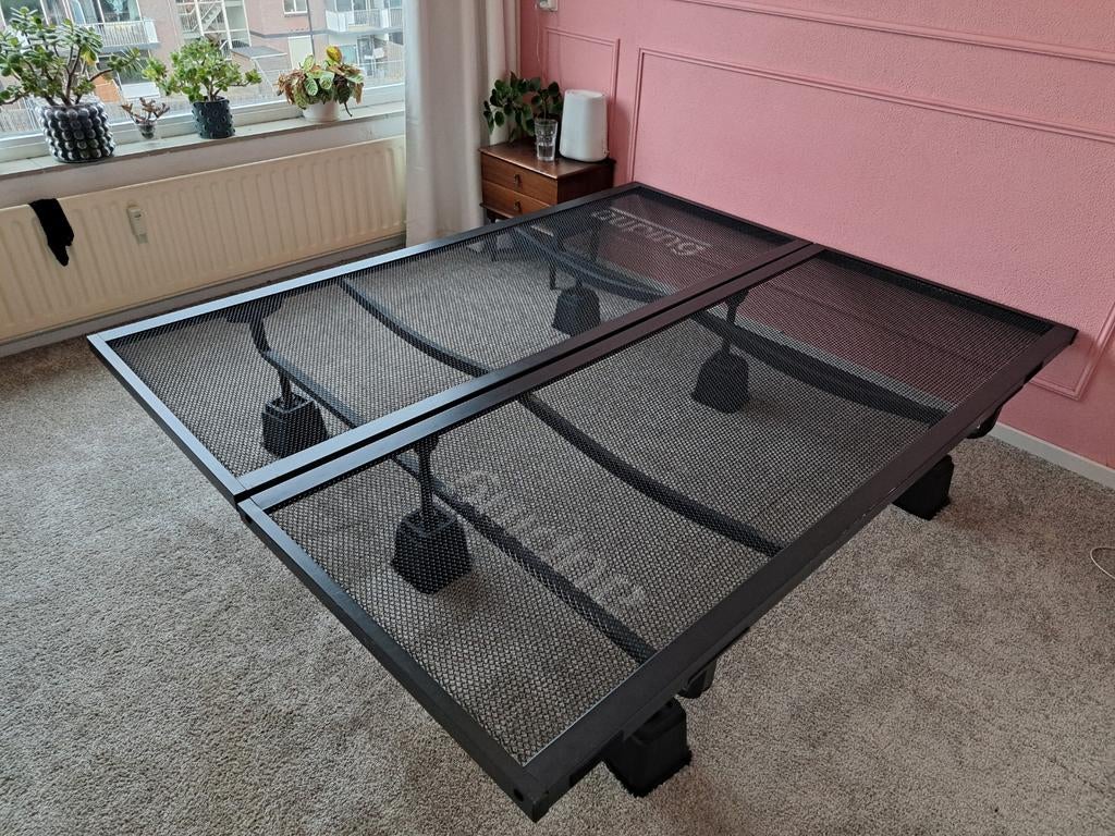 Tweepersoonsbed 1,60 met lattenbodem en matras, Ophalen, Gebruikt, Zwart, Tweepersoons
