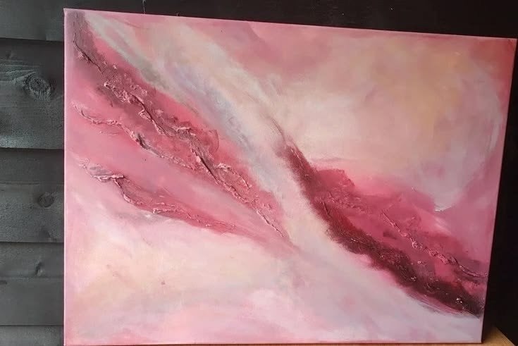 Abstract Schilderij Rood, Roze & Beige - Uniek Kunstwerk, Ophalen of Verzenden