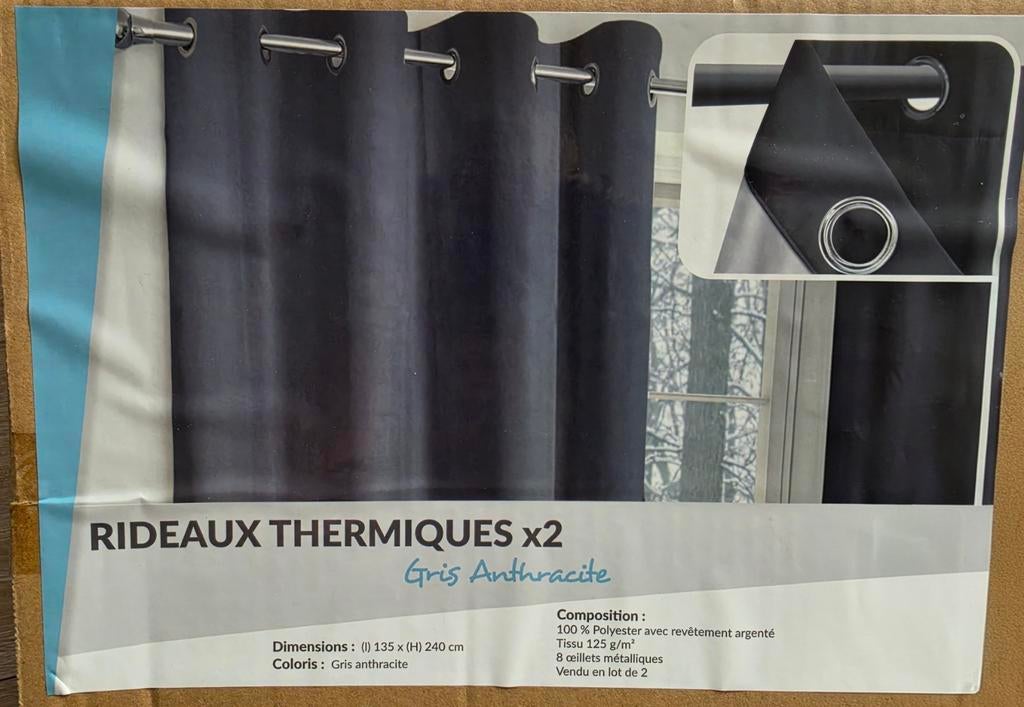 3 thermo gordijnen grijs antraciet 135 x 240, Ophalen, 100 tot 150 cm, 200 cm of meer, Nieuw
