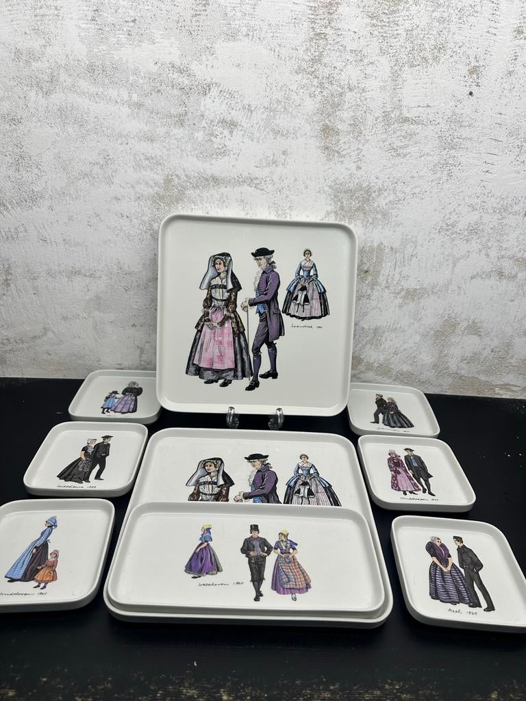 Villeroy & Boch "Burgherdragt" cakeset, 9 delig, jaren 60-70, Ophalen of Verzenden