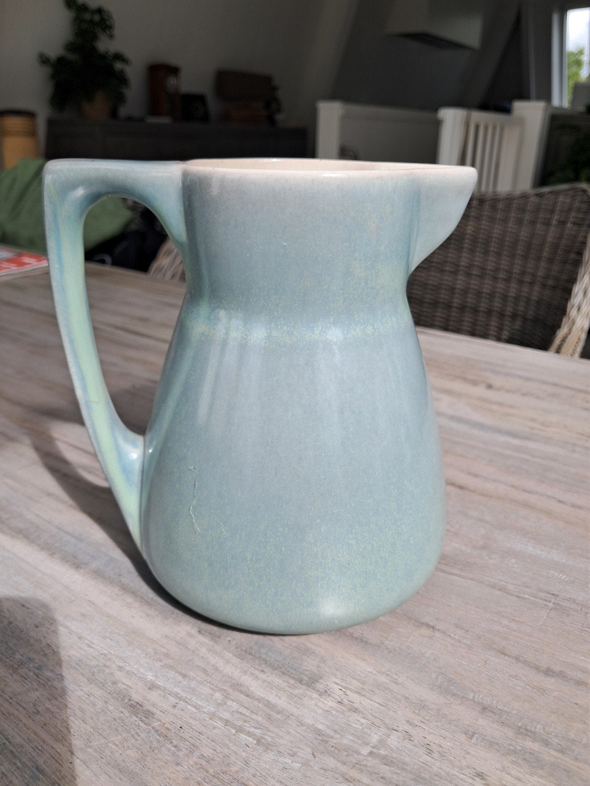 Vintage Regina Gouda Holland Keramische Kan - Lichtblauw, Antiek en Kunst, Ophalen of Verzenden