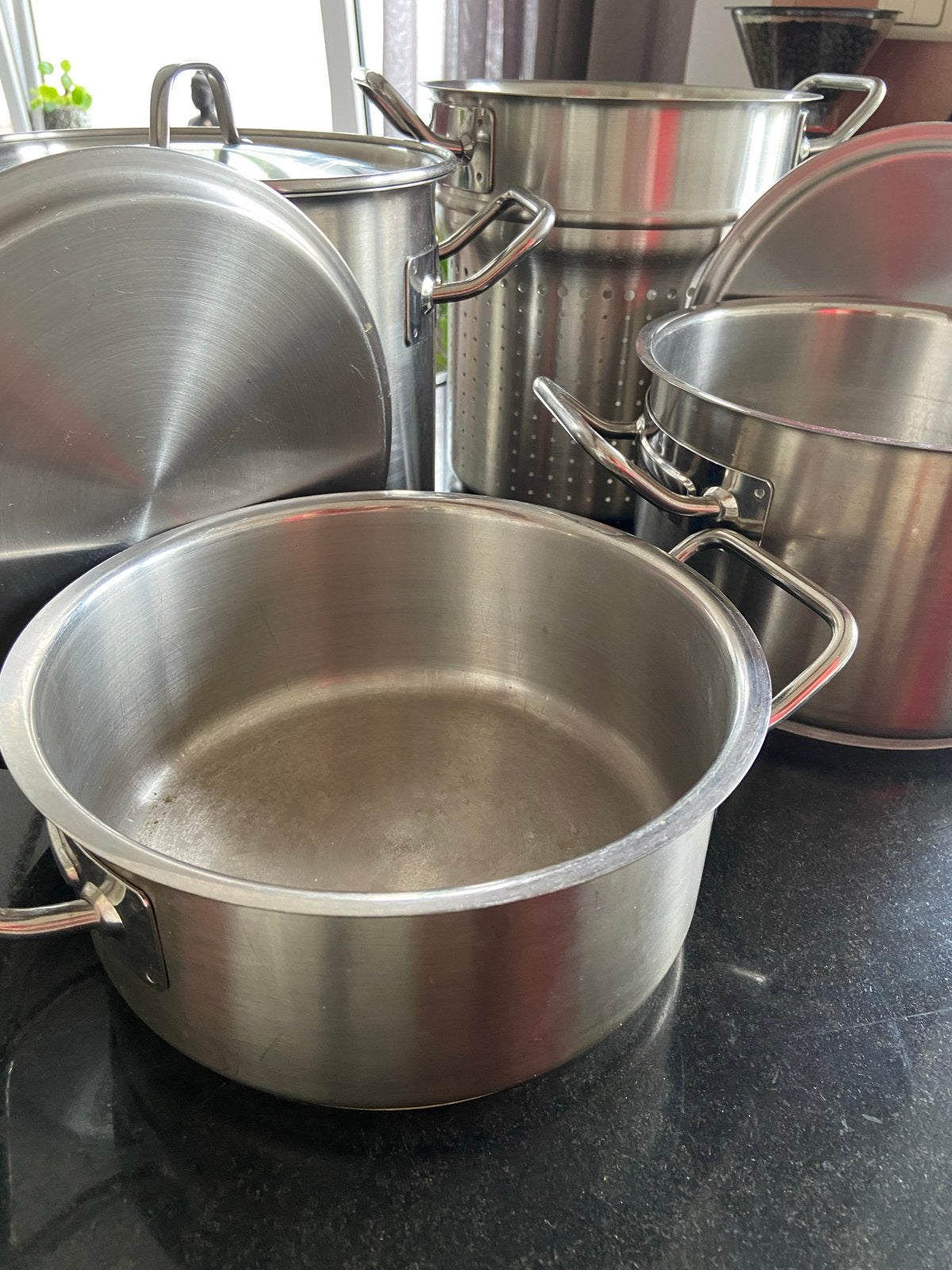 Fissler pannenset - RVS pannen met deksels, Gebruikt, Met deksel, Pannenset, Ophalen of Verzenden