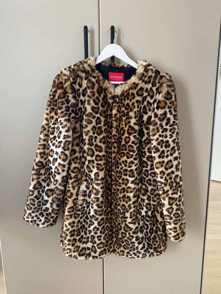 Bijna nieuw! Guess damesjas maat S in panterprint, nep bont, Guess, Bruin, Ophalen of Verzenden, Zo goed als nieuw