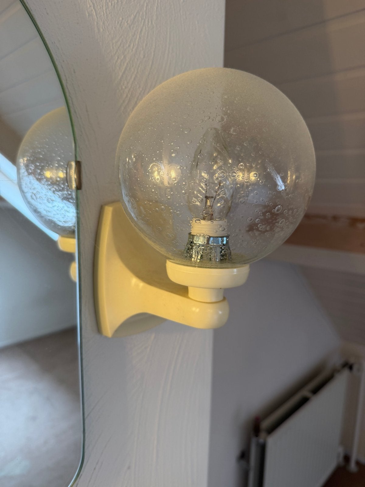 Vintage wandlamp met bubbelglas - Jaren '70/'80, Ophalen of Verzenden
