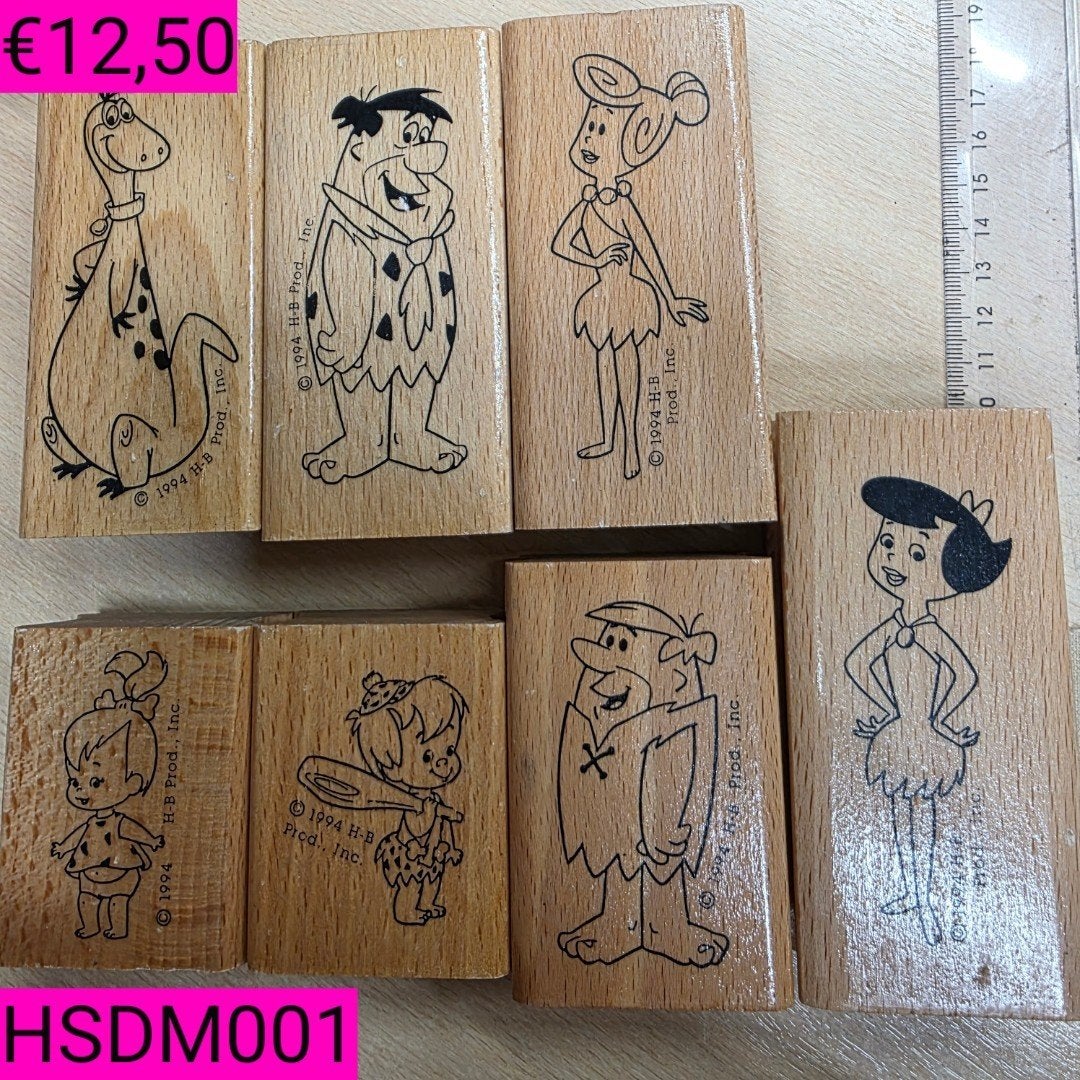 Vintage Flintstones Houten Stempels Set, Ophalen of Verzenden, Gebruikt, Houten stempel