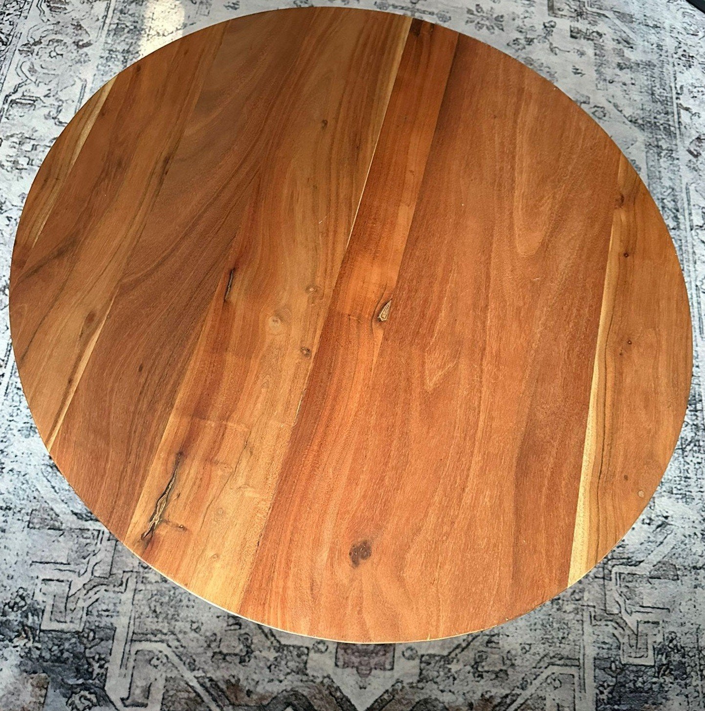 Ronde houten salontafel - massief hout, Huis en Inrichting, Tafels | Salontafels, Ophalen, Rond, 50 tot 100 cm, 50 tot 100 cm
