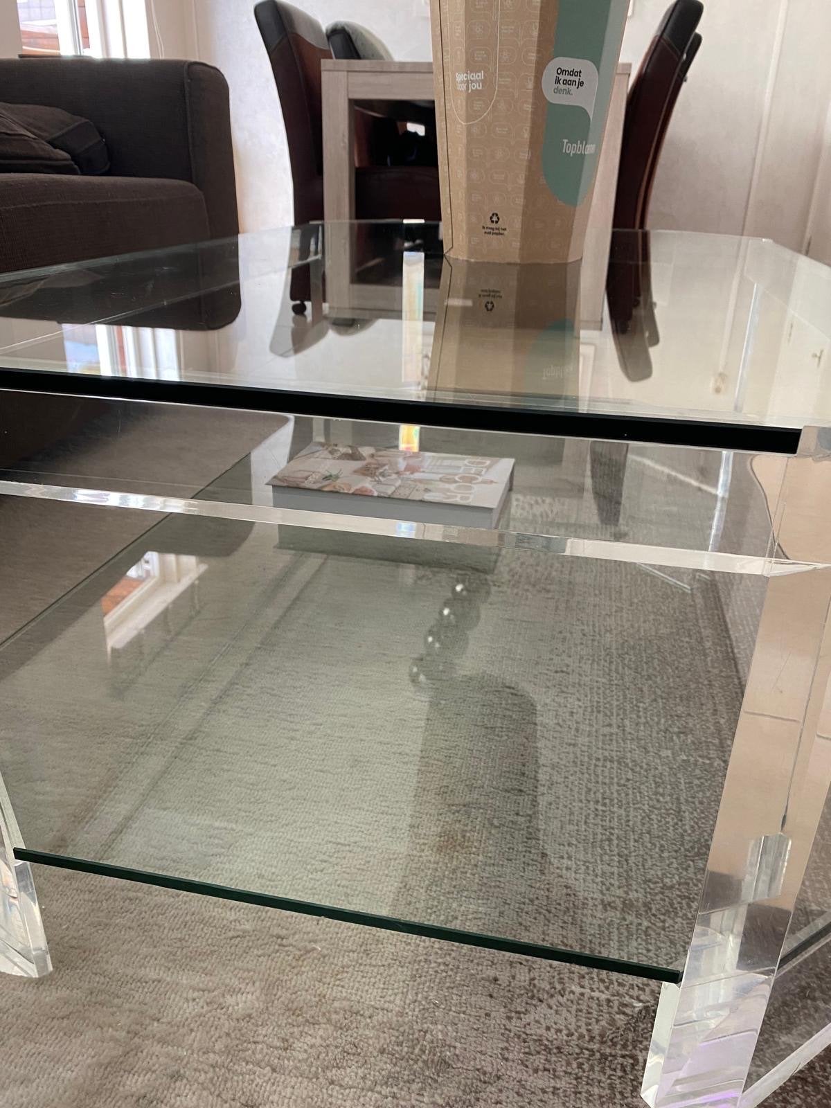 Moderne glazen salontafel - Luxe uitstraling, Ophalen, 100 tot 150 cm, 50 tot 100 cm, Rechthoekig