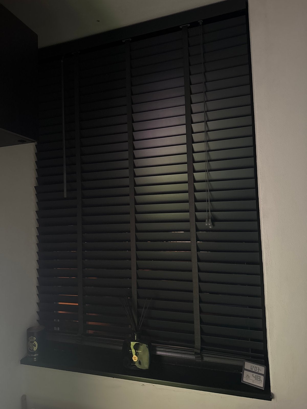 Houten jaloezie 110 cm breed, Ophalen, Jaloezie, Gebruikt, Zwart
