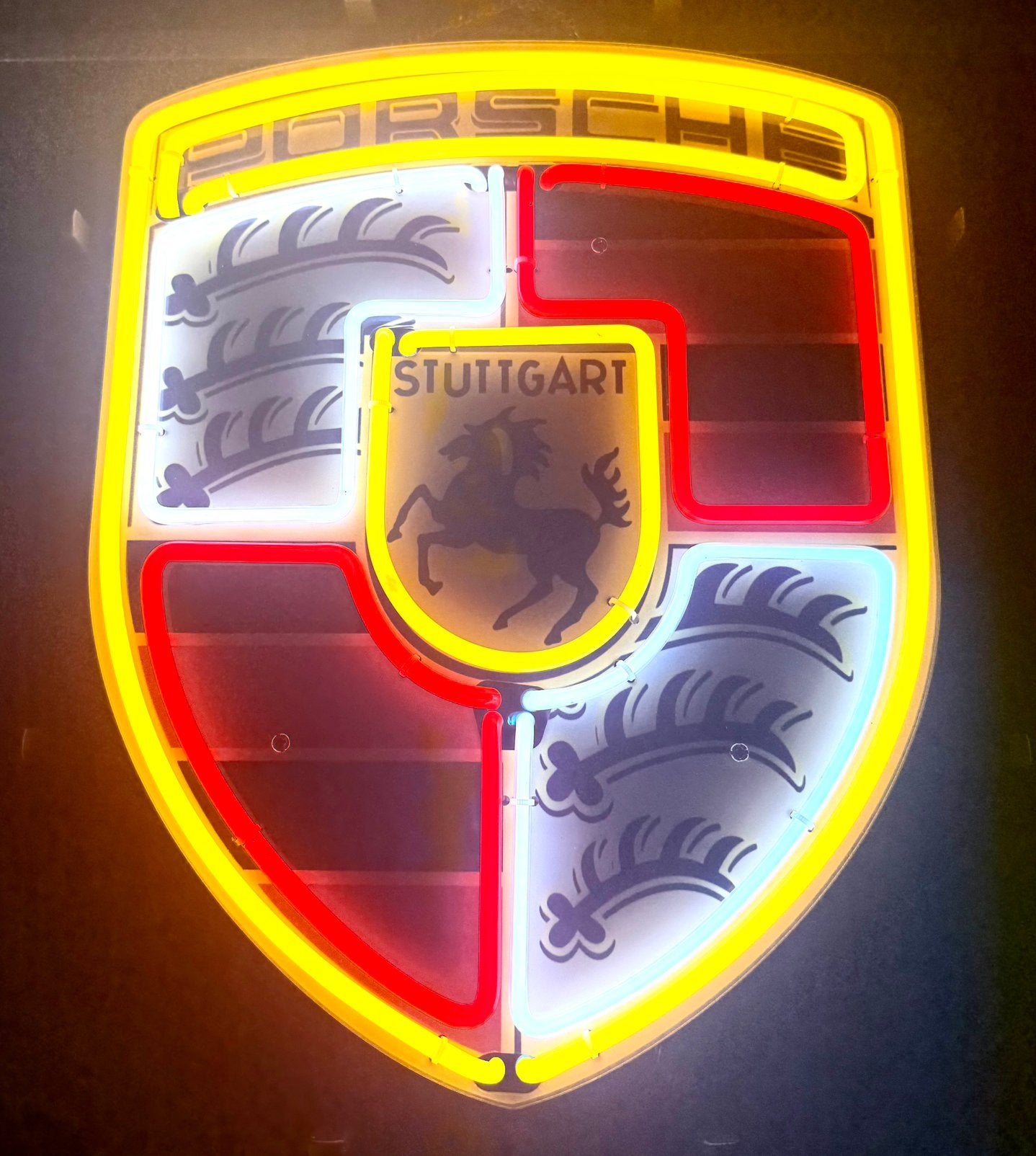 Porsche Neon Schild Bord Lichtbak Embleem Logo, Verzenden, Nieuw, Lichtbak of (neon) lamp
