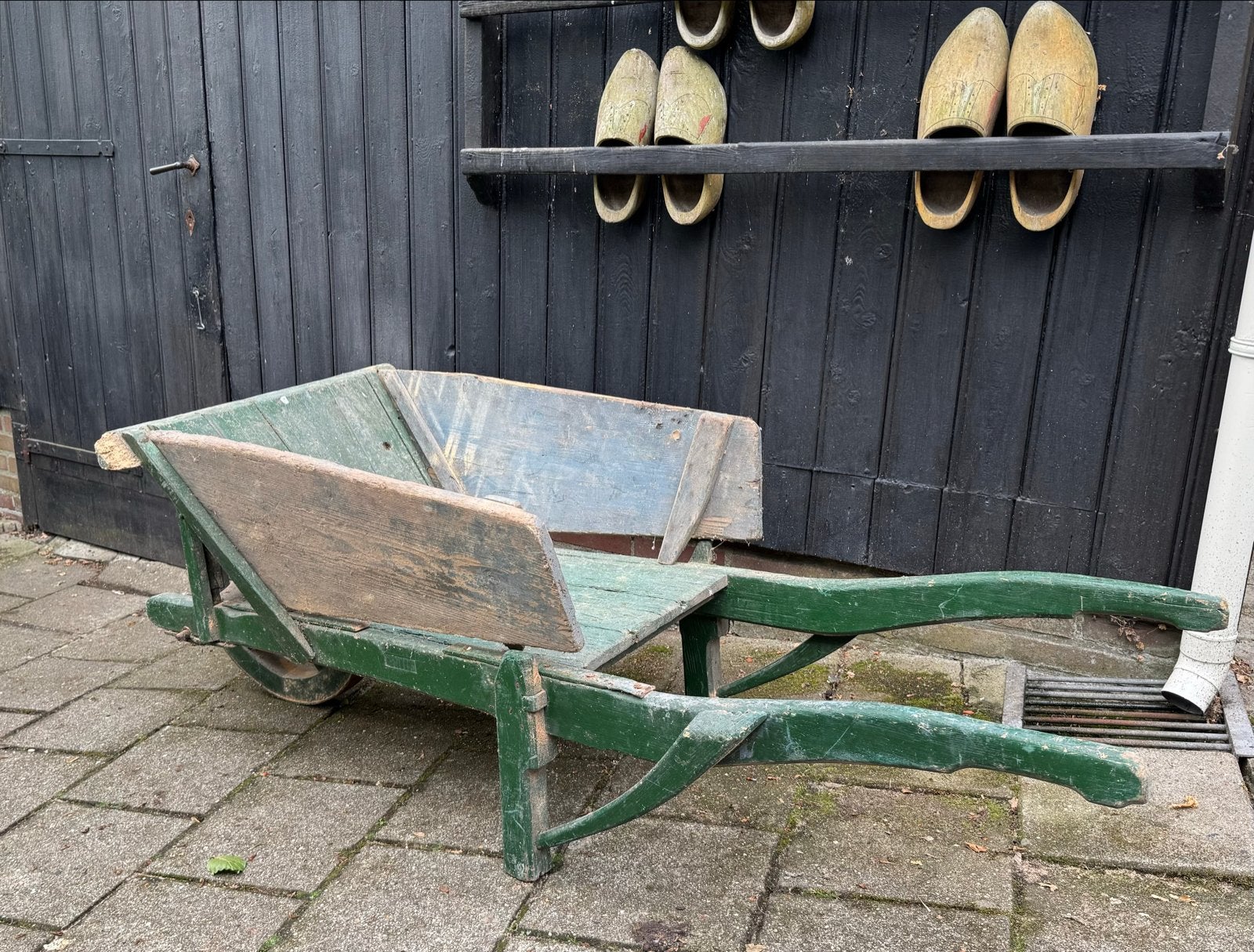 Antieke houten kruiwagen - Decoratief object, Ophalen