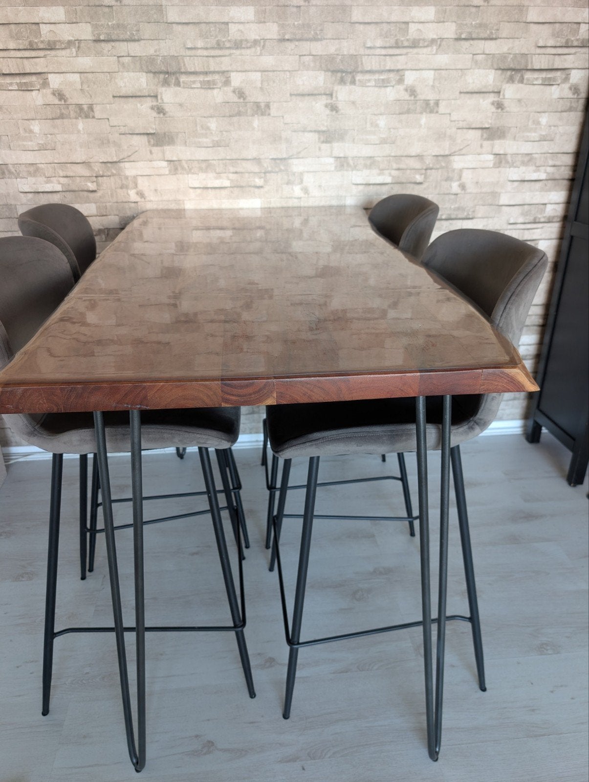 Hoge Eettafel / Bartafel van Acacia Hout, Ophalen, Zo goed als nieuw