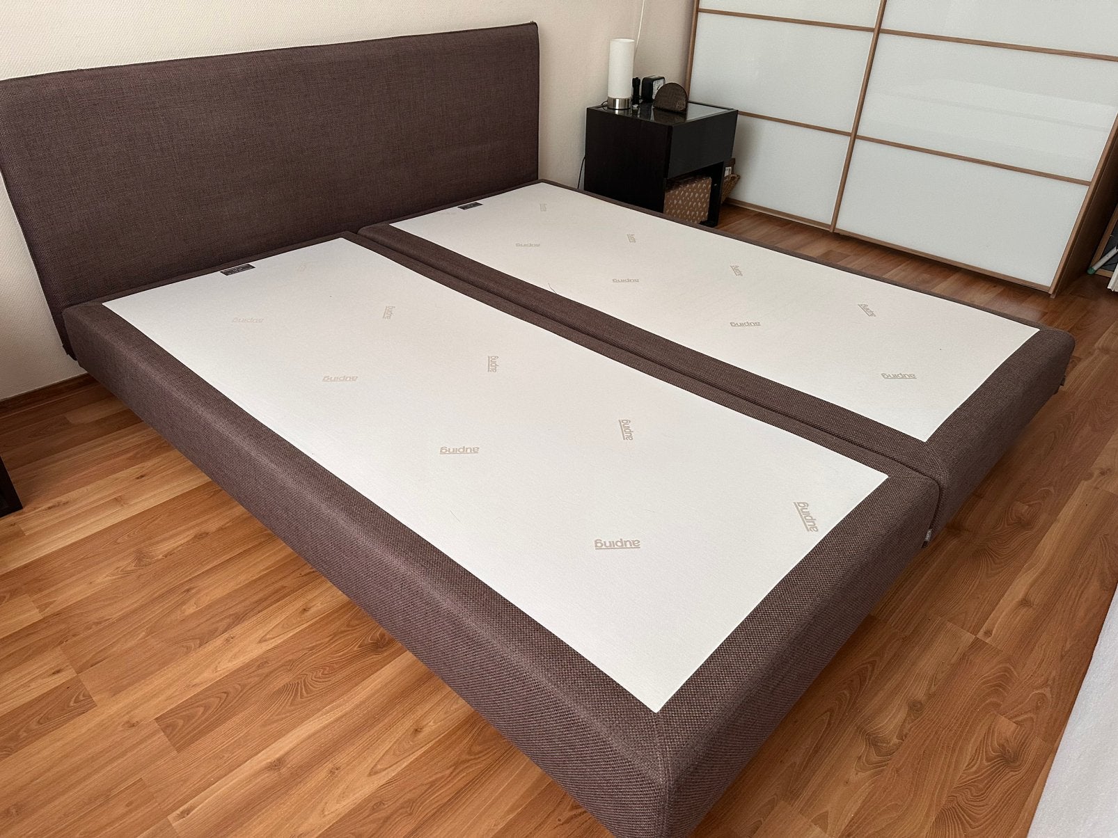Boxspring Auping onderstel, Ophalen, Gebruikt, Bruin, Tweepersoons
