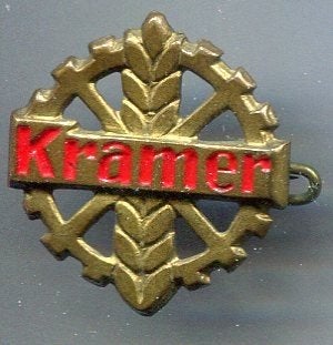 Kramer koper tractor broche ( E_094), Verzenden, Zo goed als nieuw, Transport, Speldje of Pin