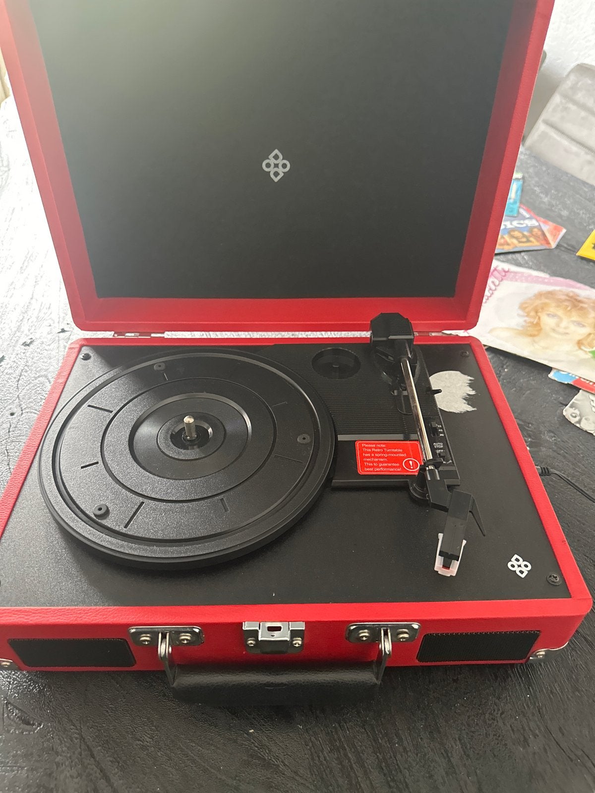 Rode Retro Platenspeler - te kleine onderdelen nodig, Ophalen of Verzenden, Zo goed als nieuw, Platenspeler, Overige merken