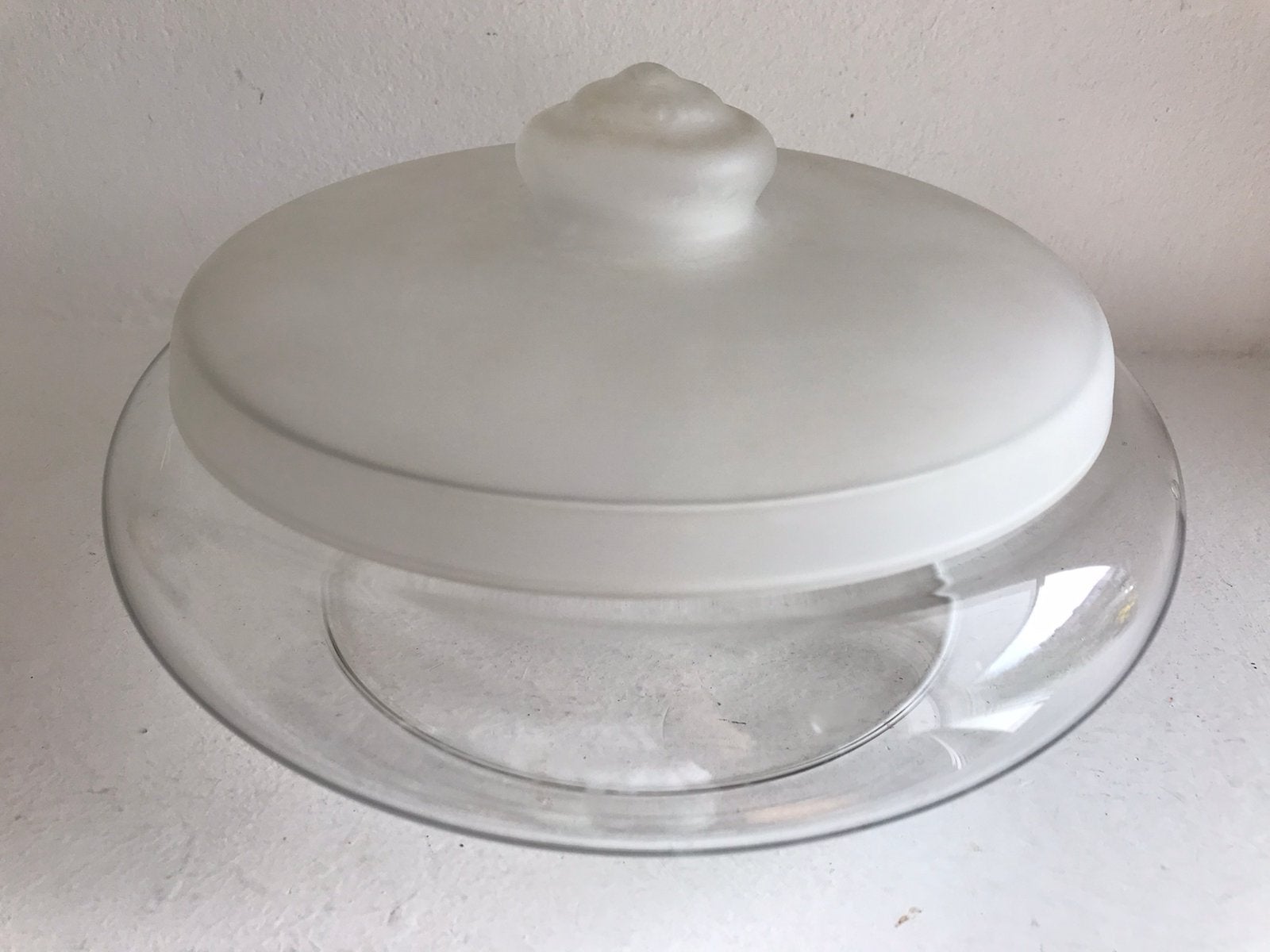 Royal Leerdam glazen koekjesschaal matglazen deksel, Antiek en Kunst, Ophalen of Verzenden