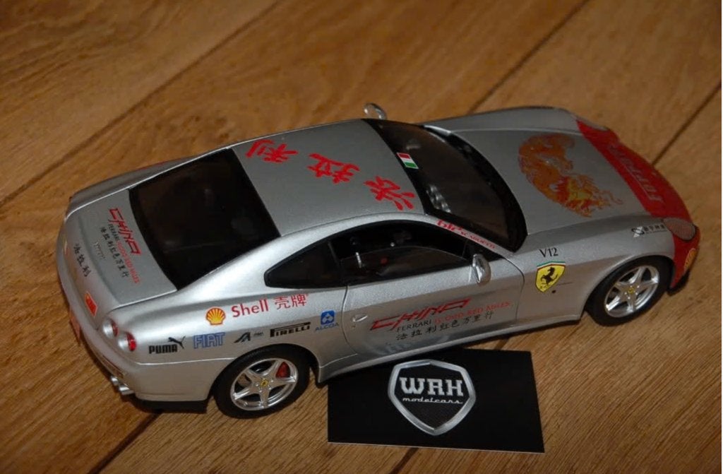 1:18 FERRARI 612 SCAGLIETTI China Silver Hotwheels elite WRH, Verzenden, Zo goed als nieuw, Auto, Hot Wheels