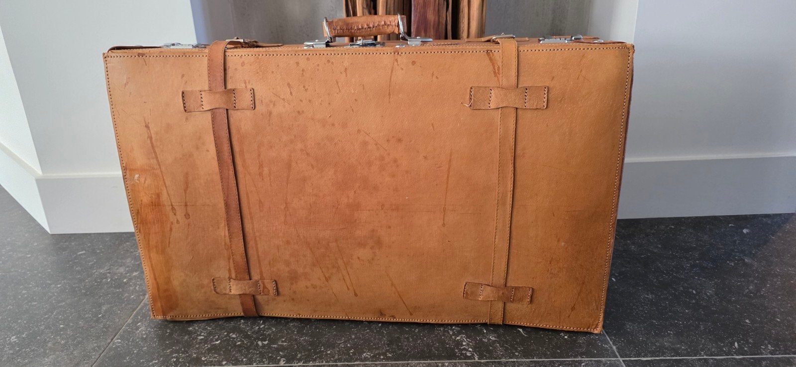 Lederen Giovanni koffer voor op bv autorek,75x44x22, Ophalen of Verzenden, Gebruikt